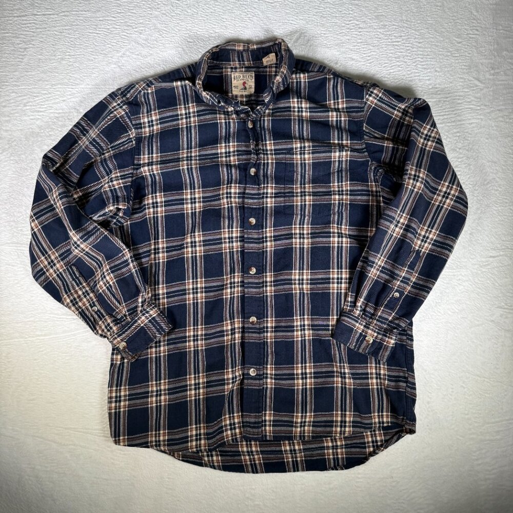 RedHead Shirt, Men's Size L,‎ Blue White Red, Plaid, Button Down, Long Sleeve